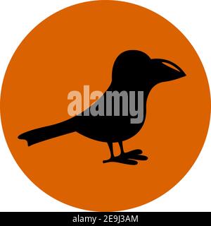 Black crow, illustration, vector on white background. Stock Vector