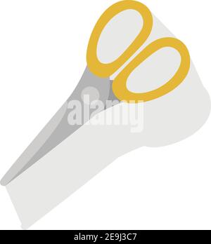 Yellow scissors, illustration, vector on white background. Stock Vector