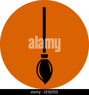 Flying broom, illustration, vector on white background. Stock Vector