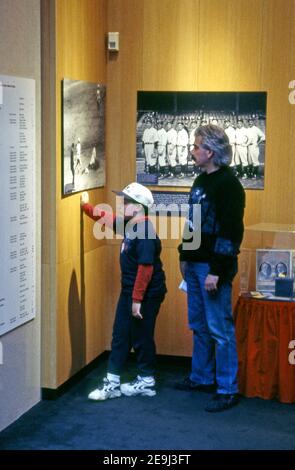 Father and son at the National  Baseball Hall of Fame in Cooperstown, New York Stock Photo