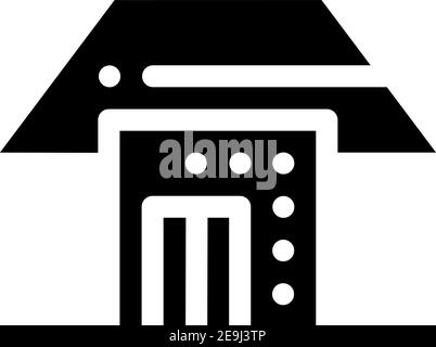 Tall black house with doors on the left side of it, illustration, vector on white background. Stock Vector