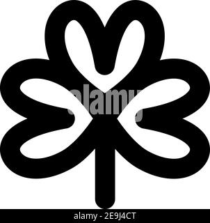 Leaf with three heart shape petals, illustration, vector on white background. Stock Vector