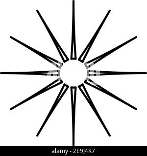 Sun with sharp sun rays, illustration, vector on white background. Stock Vector