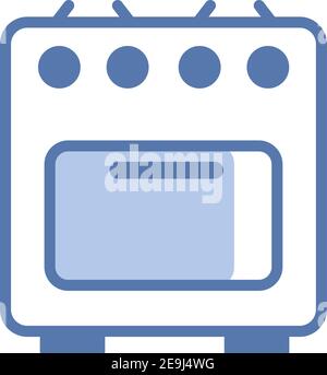 Kitchen stove, illustration, vector on white background. Stock Vector