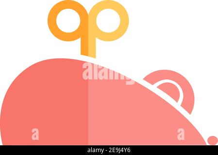Pink key operated toy, illustration, vector on white background. Stock Vector