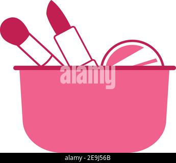 Make up bag, illustration, vector on white background. Stock Vector