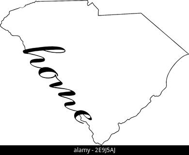 outline of the state of South Carolina with the word home written in the outline Stock Vector