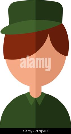 Soldier in uniform, illustration, vector on white background. Stock Vector