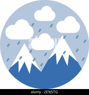 Rainy day in the mountains, illustration, vector on white background. Stock Vector