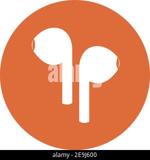 Wireless earphones, illustration, vector on white background. Stock Vector