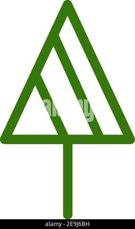 Green triangle tree with lines, illustration, vector on white background. Stock Vector