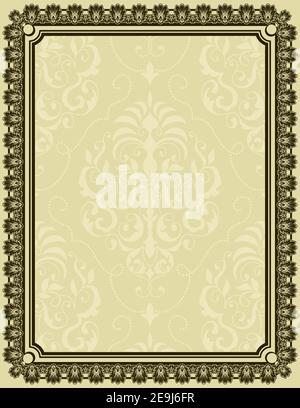 Decorative vintage background with elegant patterns and border. Stock Photo