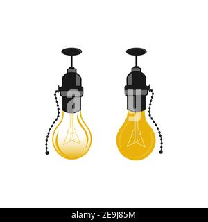light bulb icon isolated on navy blue background, Flat style Logo Design Template,EPS 10 Stock Vector