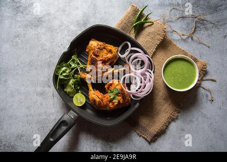 Spicy Indian snacks delicacy chicken tandoori. Stock Photo