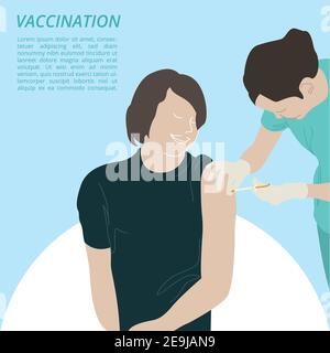 vaccination cartoon on illustration graphic vector Stock Vector