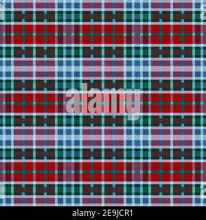Rectangular seamless vector pattern as a tartan plaid in blue, green, grey and red hues, texture for flannel shirt, plaid, tablecloths, clothes, blank Stock Vector