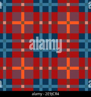 Tartan Scottish seamless pattern in blue, red, orange and turquoise colors, texture for flannel shirt, plaid, tablecloths, clothes, blankets and other Stock Vector