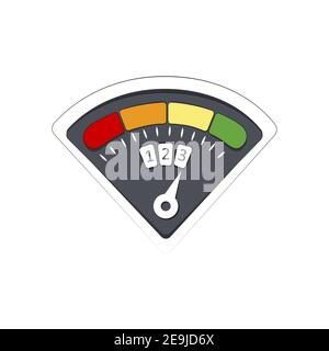 Gauge credit infographic, finance rate good, high level score, indicator to report customer rating, vector illustration. Rating satisfaction interface Stock Vector