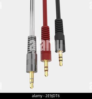 3.5mm stereo jack close-up scene isolated on background. Ideal for large publications or printing. 3d rendering - illustration Stock Photo