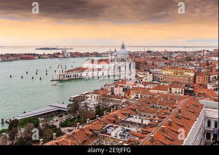 The Basilica Santa Maria della Salute on the Grand Canal in Venice, Veneto, Italy Stock Photo