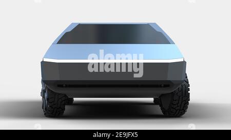 Pickup truck isolated on grey background. 3d rendering - illustration Stock Photo