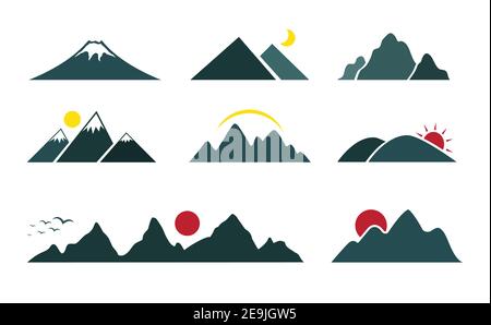 Vector set of mountain on white background. Easy editable layered vector illustration. Easy editable layered vector illustration. Stock Vector