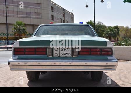 Classic Abu Dhabi Police Cars Exhibition in Al Ain City Stock Photo