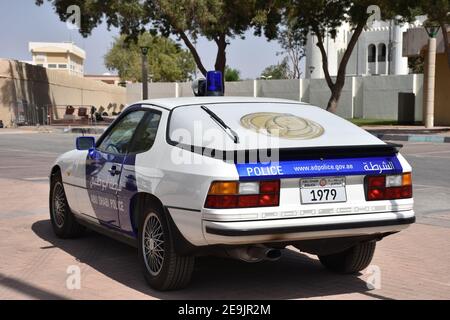 Classic Abu Dhabi Police Cars Exhibition in Al Ain City Stock Photo