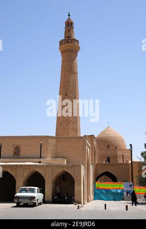 Nain Friday Mosque was built in the 12th century during the Great Seljuk period. There are brick decorations in the mosque. Nain, Isfahan, Iran. Stock Photo