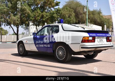 Classic Abu Dhabi Police Cars Exhibition in Al Ain City Stock Photo