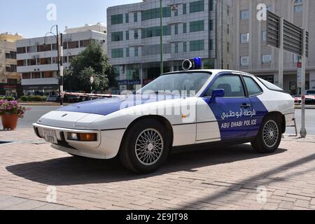 Classic Abu Dhabi Police Cars Exhibition in Al Ain City Stock Photo