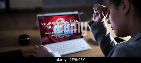 Ransomware Malware Breach. Hacked Computer. Ransom Attack Stock Photo