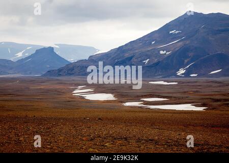 Langjökull (Icelandic for 'long glacier'), road F578, Iceland. Stock Photo