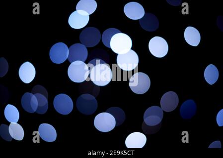 Blue night bokeh as a background. Stock Photo