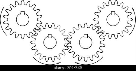 Gear drives. Mechanical transmission. Vector illustration Stock Vector