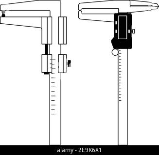 Brake disk caliper. Measuring instrument. Flat vector Stock Vector
