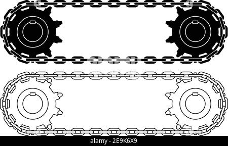 Sprocket with round link chains and sprocket. Vector illustration Stock Vector