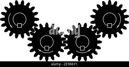 Gear drives. Mechanical transmission. Silhouette vector Stock Vector