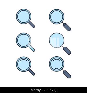 Magnifying glass loupe  icon, color, line, outline vector sign, linear style pictogram isolated on white. Symbol, logo illustration Stock Vector