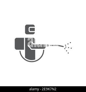 Mite disinfectant man icon, color, line, outline vector sign, linear style pictogram isolated on white. Symbol, logo illustration Stock Vector
