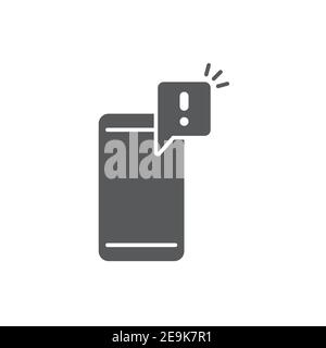Mobile phone icon with exclamation mark icon, color, line, outline vector sign, linear style pictogram isolated on white. Symbol, logo illustration Stock Vector