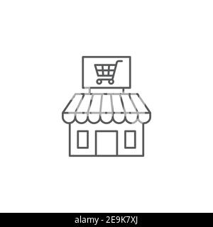 Market, shop icon, color, line, outline vector sign, linear style pictogram isolated on white. Symbol, logo illustration Stock Vector