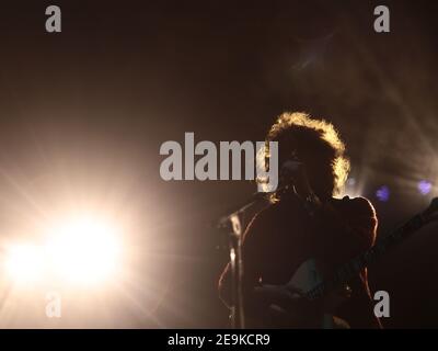 James Edward Bagshaw of Temples performing at the 2014 End of the Road festival at Larmer Tree Gardens in Dorset Stock Photo