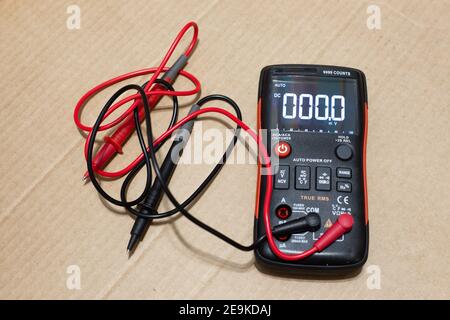 multimeter-electronic measuring device for measuring current, voltage, electricity resistance, temperature, for checking and repairing electronic equi Stock Photo
