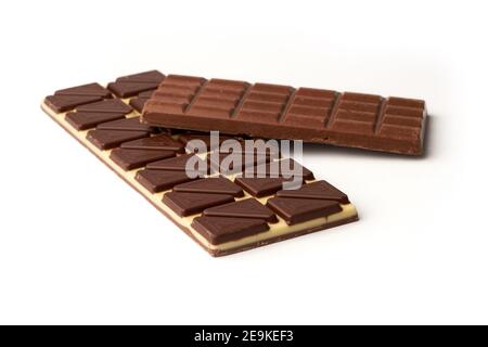 Two whole bars of milk chocolate isolated on white background Stock Photo