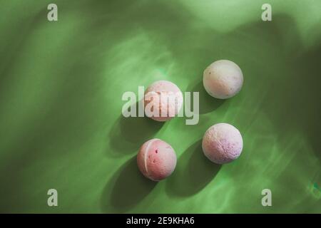 Four bath balls with delicate natural aroma Stock Photo