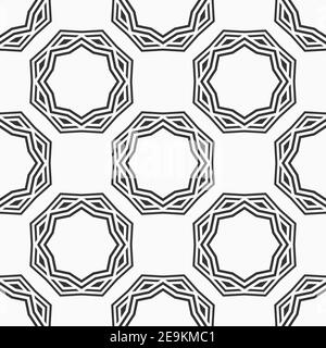 Christmas seamless snowflakes pattern. Repeating geometric shapes, frames, round ornaments. New Year card illustration. Holiday design. Winter. Vector Stock Vector