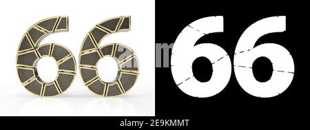 number 66 (number sixty-six) perforated with small holes on the metal ...