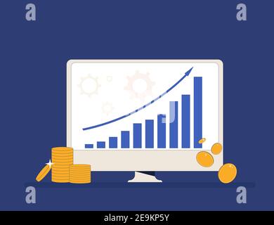 Stock market rally. Financial growth. Investment concept. Vector flat color illustration. Stock Vector