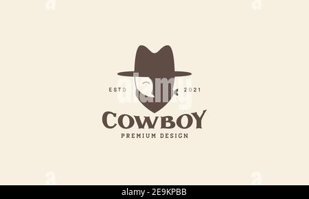 silhouette man cowboy cute head logo vector icon symbol graphic design illustration Stock Vector